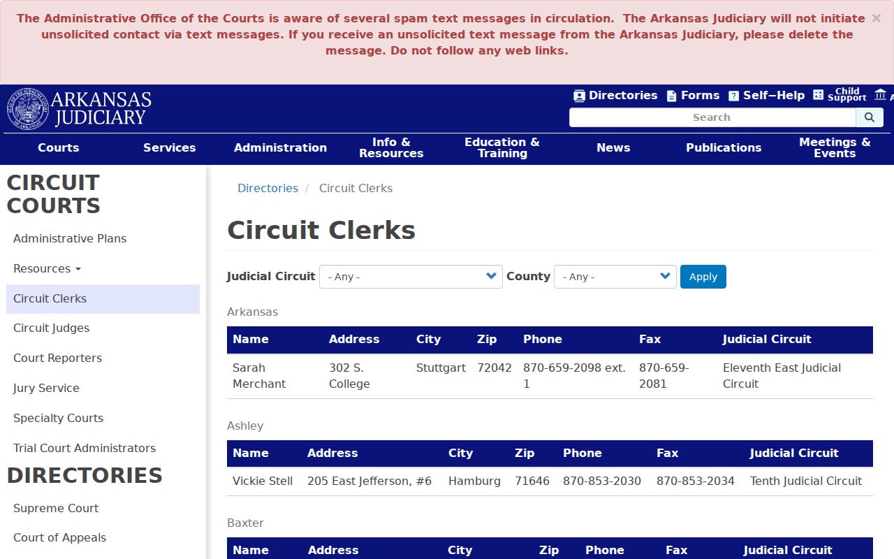 Randolph County court docket Circuit Clerk listing