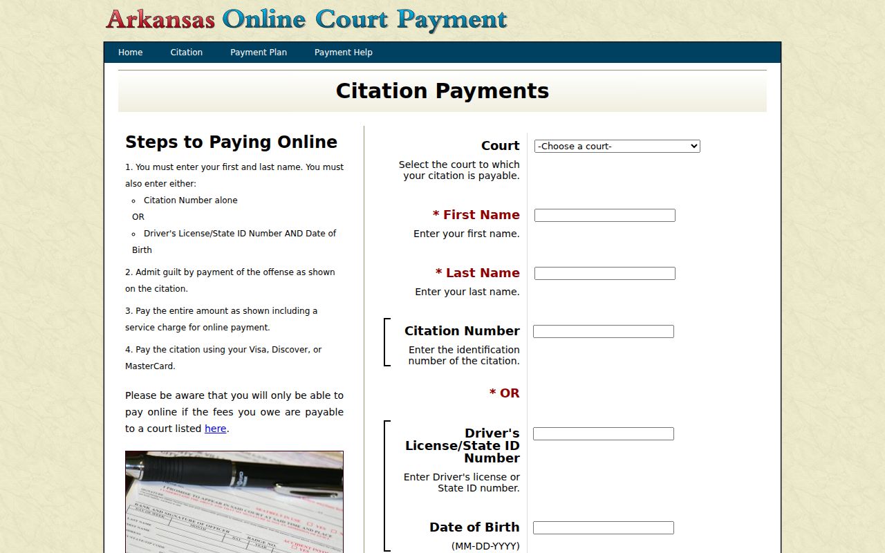 O’Kean court records and Arkansas citation payment court list