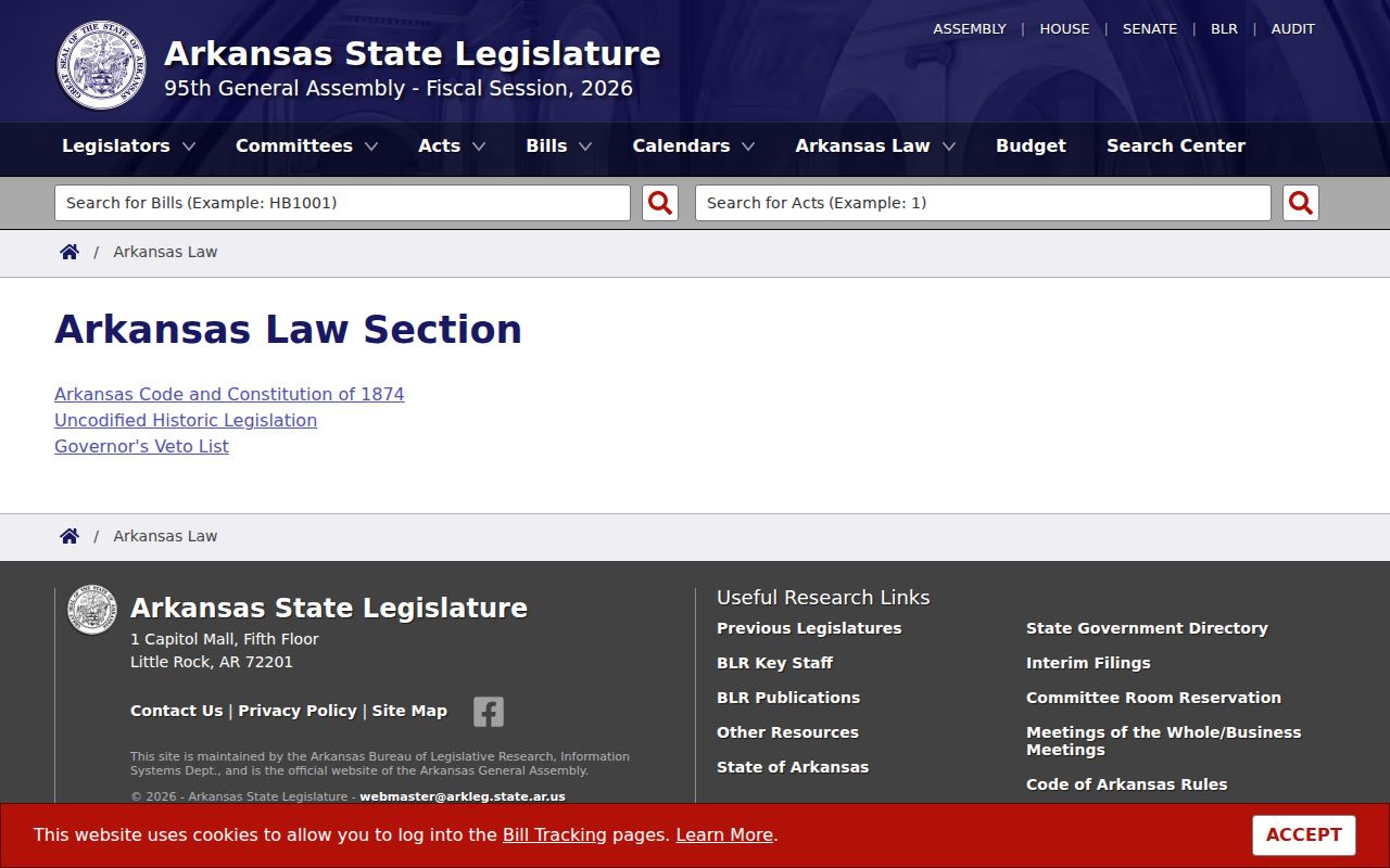 Randolph County court schedule research through the Arkansas law portal