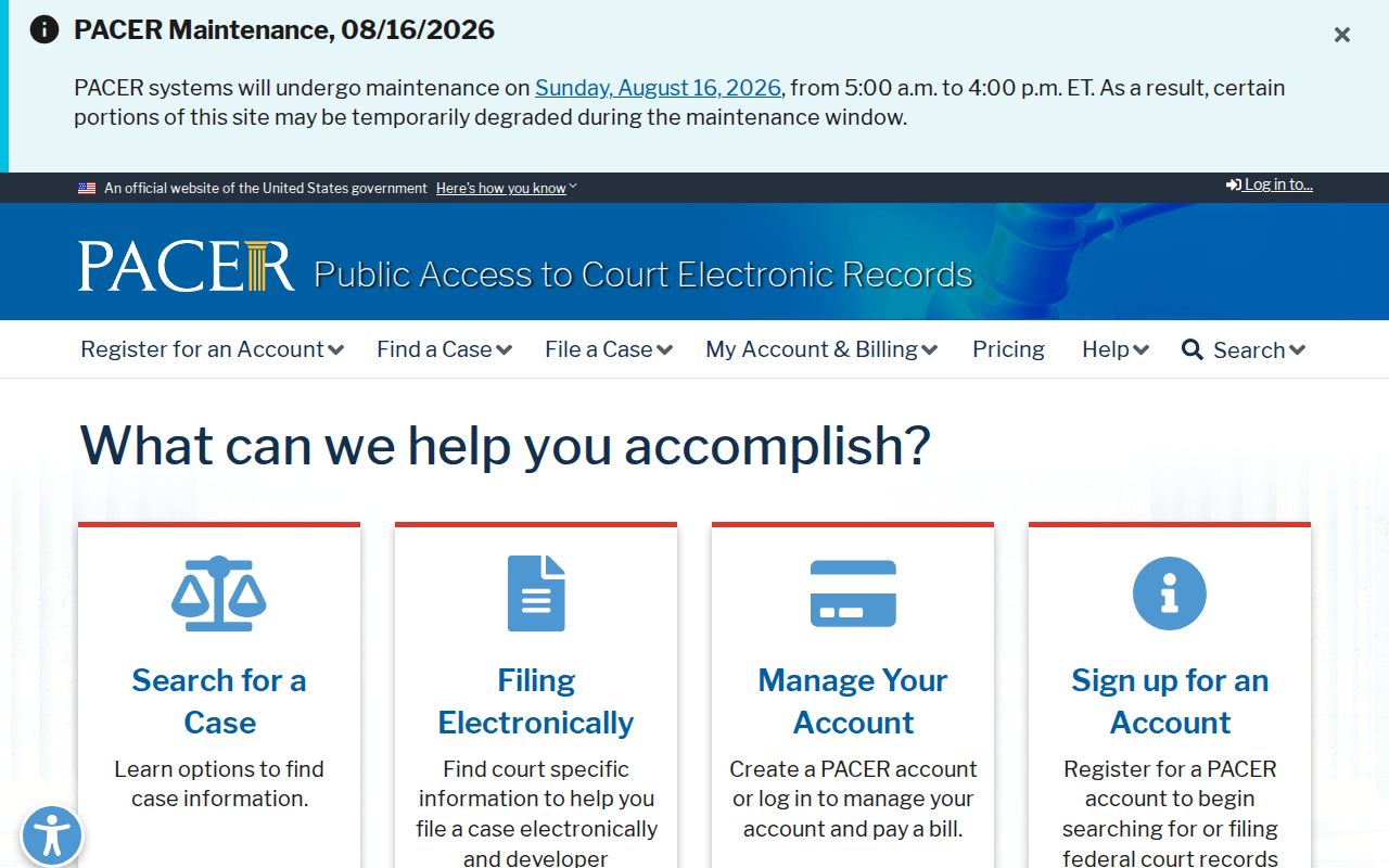 Randolph County federal court records PACER portal
