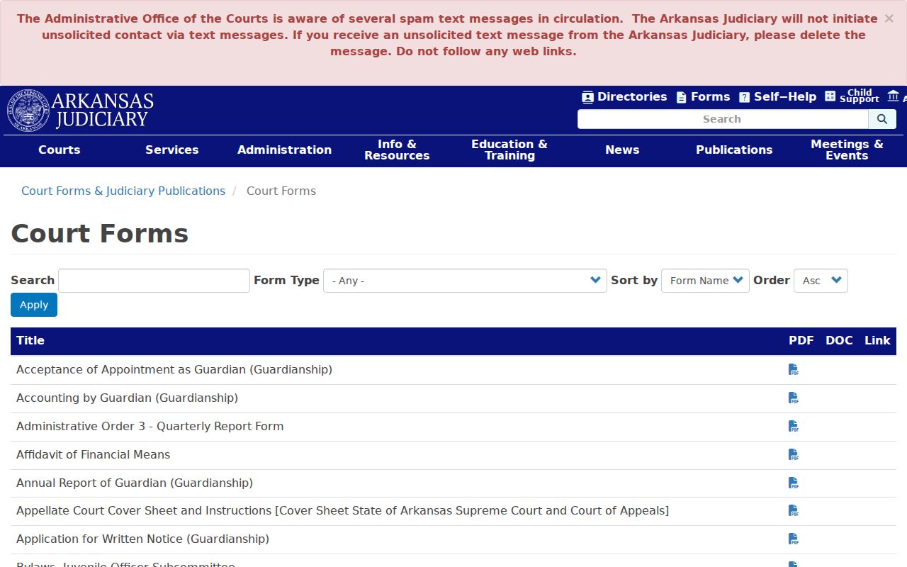 Randolph County traffic court records Arkansas forms source